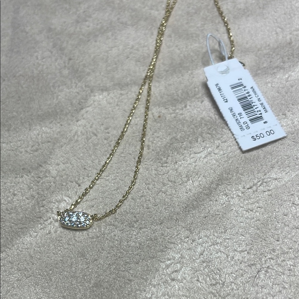 Kendra Scott Elegant Gold Necklace with Crystal Pendant